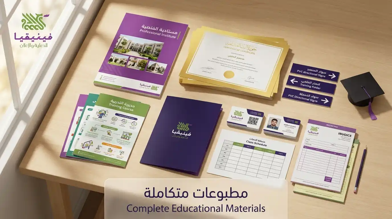 مطبوعات تعليمية متنوعة – كتيبات وشهادات وبروشورات من فينيقيا حمص