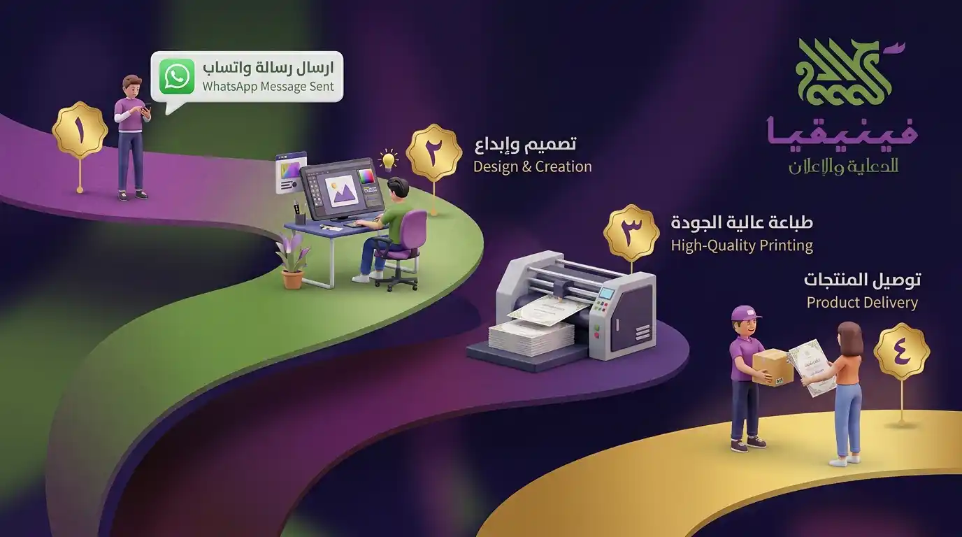خطوات طلب طباعة المناسبات في حمص عبر فينيقيا – واتساب تصميم طباعة توصيل