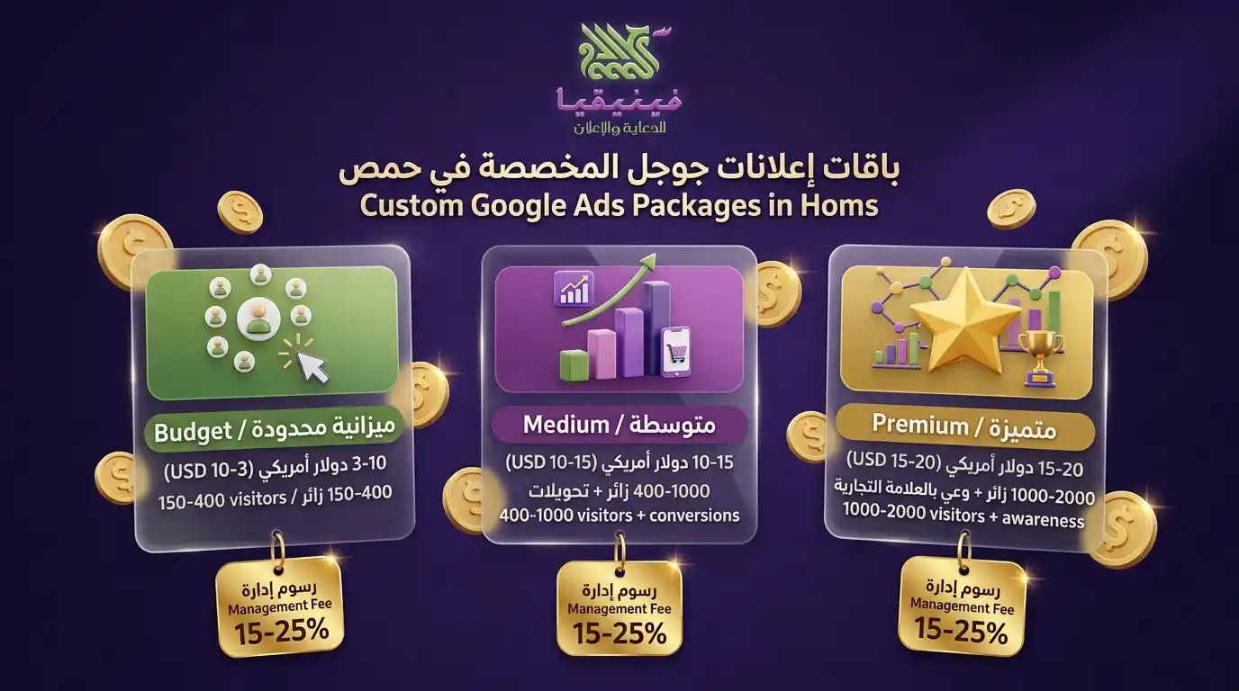تكاليف إعلانات جوجل في حمص 2026 – من 3$ لـ 20$ يومياً