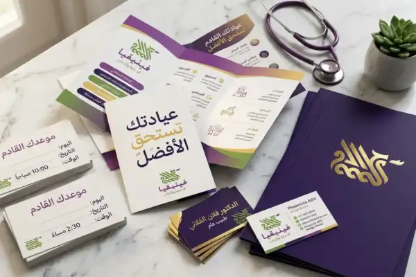 دليل الطباعة للعيادات الطبية في حمص 2026 – كيف تخلي مريضك يثق فيك من أول بطاقة موعد؟